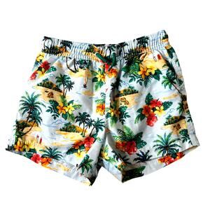 Zara Boys Swim Trunks Hawaiian Size 6/7 Summer Vacation Lined Elastic Waist